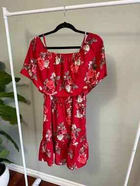 Dynamite Red Floral Dress Spring Size S